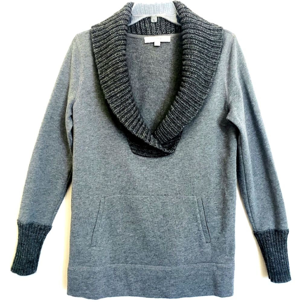 LOFT Charcoal Gray Nwot Pullover Ovwesized Ribbed Knit Collar Sweater